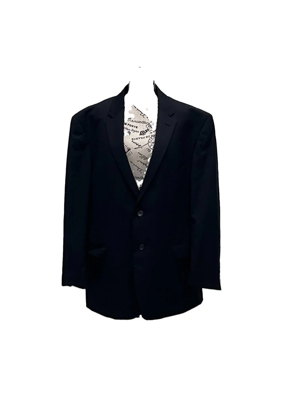 Pronto Uomo Platinum Black Wool Sport Coat Blazer 50R 100% Wool Classic Business